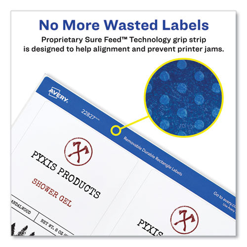 Image of Avery® 22827 Removable Print-to-the-Edge White Labels w/ Sure Feed, 3.5 x 4.75, 32/Pack