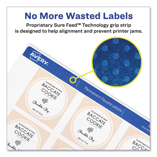 Image of Avery® 22805 Square Labels with Sure Feed and TrueBlock, 1.5 x 1.5, White, 600/Pack