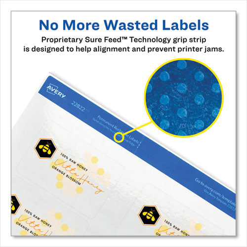 Image of Avery® 22822 Print-To-The-Edge Labels With Sure Feed And Easy Peel, 2 X 3, Glossy Clear, 80/pack