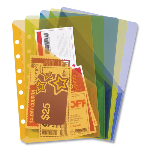 Image of Avery® 75307 Small Binder Pockets, Standard, 7-Hole Punched, Assorted, 9.25 x 5.5, 5/Pack