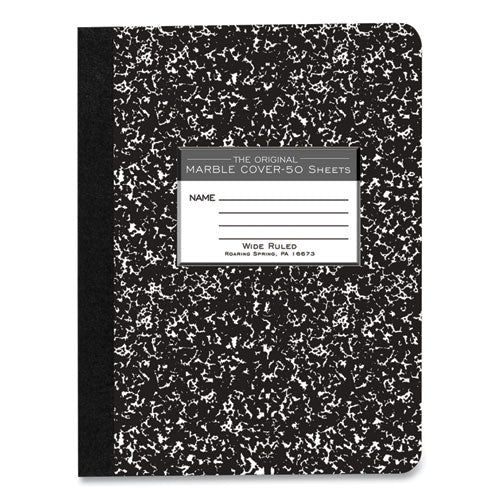 Image of Roaring Spring® 77220 Marble Cover Composition Book, Wide/Legal Rule, Black Marble Cover, (50) 9.75 x 7.5 Sheets