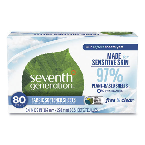 Image of Seventh GenerationÂ® Natural Fabric Softener Sheets, Unscented, 80 Sheets/box, 4/carton