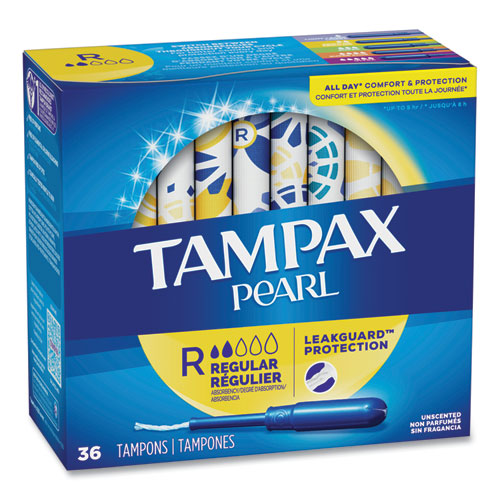 Image of Tampax® 71127BX Pearl Tampons, Regular Absorbency, 36/Box