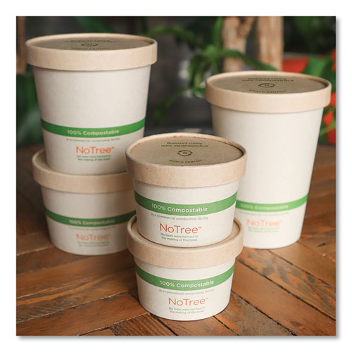 Image of World Centric® BOLPA8K Paper Lids for Bowls, 3.6" Diameter, Brown, 500/Carton