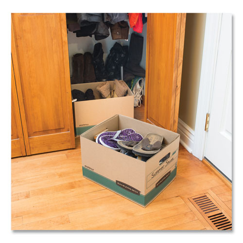 Image of Bankers Box® 12770 Stor/file Medium-Duty 100% Recycled Storage Boxes, Letter/legal Files, 12.5" X 16.25" X 10.25", Kraft/green, 12/carton
