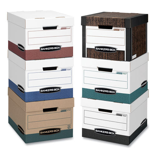 Image of Bankers Box® 07241 R-Kive Heavy-Duty Storage Boxes, Letter/legal Files, 12.75" X 16.5" X 10.38", White/green, 12/carton