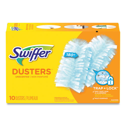 Image of Swiffer® 21459 Dusters Refill, Dust Lock Fiber, Unscented, Light Blue, 10/Box, 4 Box/Carton