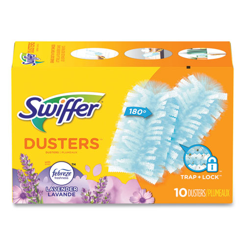 Image of Swiffer® 21461BX Dusters Refill, Dust Lock Fiber, Lavender Vanilla Scent, Light Blue, 10/Box