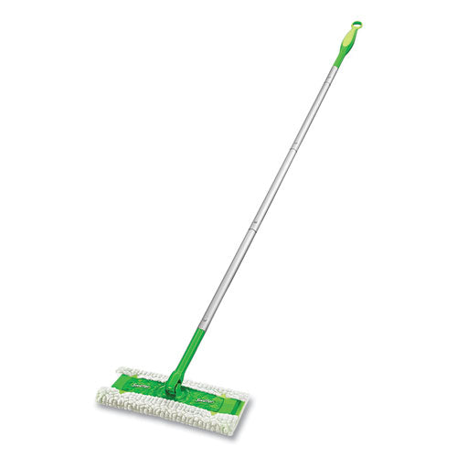 Image of Swiffer® 09060EA Sweeper Mop, 10 X 4.8 White Cloth Head, 46" Green/silver Aluminum/plastic Handle
