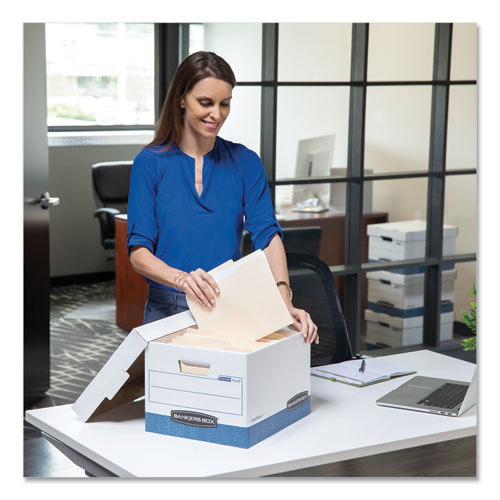 Image of Bankers Box® 00789 Stor/file Medium-Duty Letter/legal Storage Boxes, Letter/legal Files, 12.75" X 16.5" X 10.5", White/blue, 12/carton