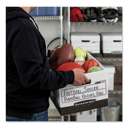 Image of Bankers Box® 00724 R-Kive Heavy-Duty Storage Boxes, Letter/legal Files, 12.75" X 16.5" X 10.38", White/black, 12/carton