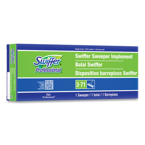 Image of Swiffer® 09060EA Sweeper Mop, 10 X 4.8 White Cloth Head, 46" Green/silver Aluminum/plastic Handle