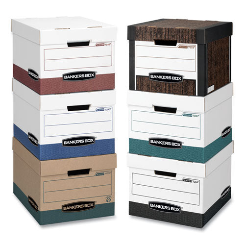 Image of Bankers Box® 12775 R-Kive Heavy-Duty Storage Boxes, Letter/legal Files, 12.75" X 16.5" X 10.38", Kraft/green, 12/carton