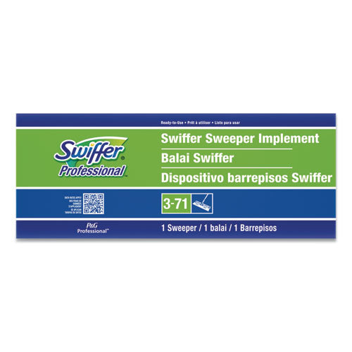 Image of Swiffer® 09060EA Sweeper Mop, 10 X 4.8 White Cloth Head, 46" Green/silver Aluminum/plastic Handle
