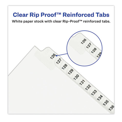 Image of Avery® 01335 Preprinted Legal Exhibit Side Tab Index Dividers, Avery Style, 25-Tab, 126 To 150, 11 X 8.5, White, 1 Set, (1335)