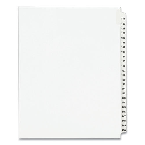Image of Avery® 01335 Preprinted Legal Exhibit Side Tab Index Dividers, Avery Style, 25-Tab, 126 To 150, 11 X 8.5, White, 1 Set, (1335)