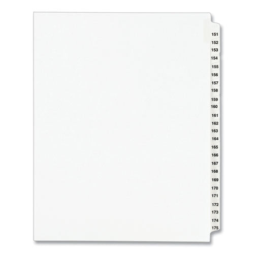 Image of Avery® 01336 Preprinted Legal Exhibit Side Tab Index Dividers, Avery Style, 25-Tab, 151 To 175, 11 X 8.5, White, 1 Set, (1336)
