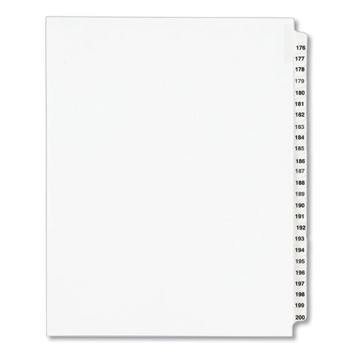 Image of Avery® 01337 Preprinted Legal Exhibit Side Tab Index Dividers, Avery Style, 25-Tab, 176 To 200, 11 X 8.5, White, 1 Set, (1337)