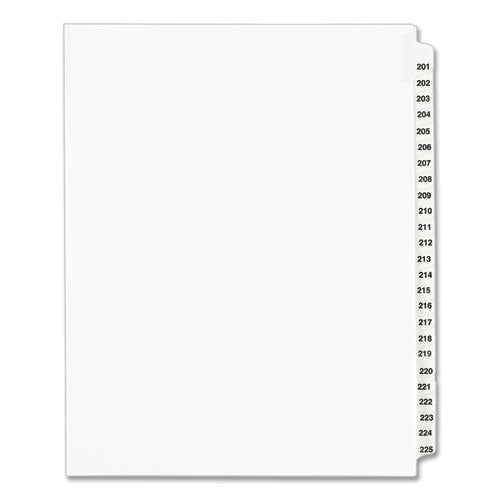 Image of Avery® 01338 Preprinted Legal Exhibit Side Tab Index Dividers, Avery Style, 25-Tab, 201 To 225, 11 X 8.5, White, 1 Set, (1338)