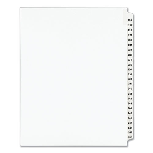 Image of Avery® 01339 Preprinted Legal Exhibit Side Tab Index Dividers, Avery Style, 25-Tab, 226 To 250, 11 X 8.5, White, 1 Set, (1339)