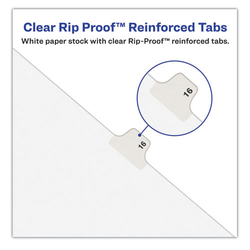 Image of Avery® 11921 Preprinted Legal Exhibit Side Tab Index Dividers, Avery Style, 10-Tab, 11, 11 X 8.5, White, 25/pack