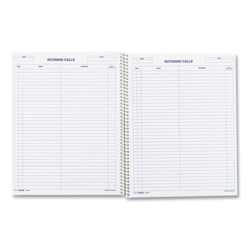 Image of Rediform® 50111 Wirebound Call Register, One-Part (No Copies), 11 x 8.5, 100 Forms Total