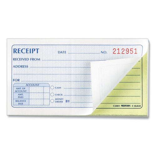 Image of Rediform® 8L820 Small Money Receipt Book, Two-Part Carbonless, 2.75 x 5, 50 Forms Total
