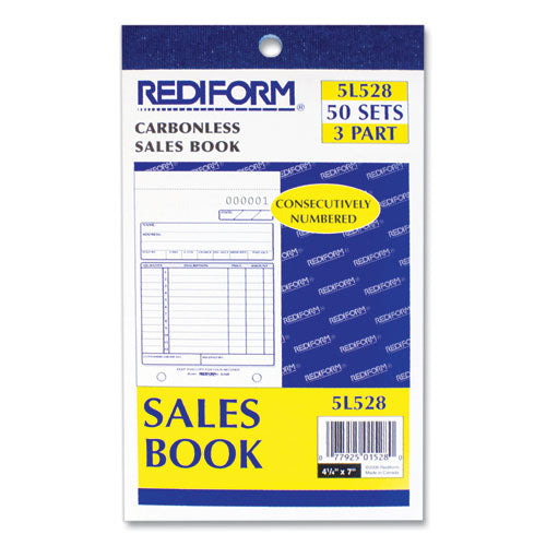 Image of Rediform® 5L528 Sales Book, 12 Lines, Three-Part Carbonless, 4.25 x 6.38, 50 Forms Total