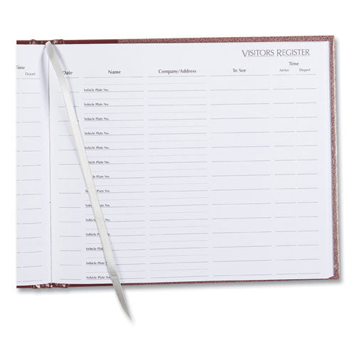 Image of National® 57803 Hardcover Visitor Register Book, Burgundy Cover, 9.78 X 8.5 Sheets, 128 Sheets/book