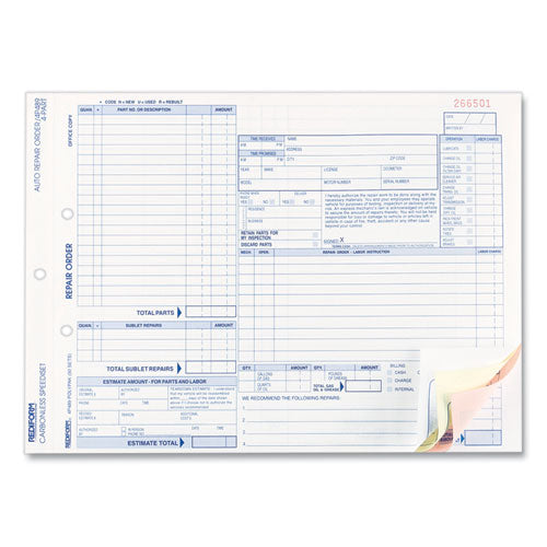 Image of Rediform® 4P489 Speediset Four-Part Auto Repair Form, Four-Part Carbonless, 11 x 8.5, 50 Forms Total