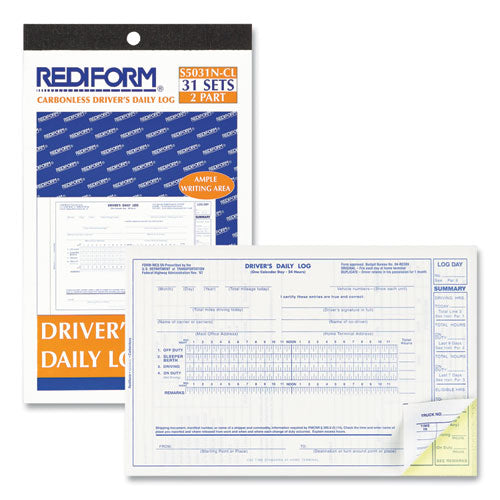 Image of Rediform® S5031NCL Driver's Daily Log Book, Two-Part Carbonless, 8.75 x 5.38, 31 Forms Total
