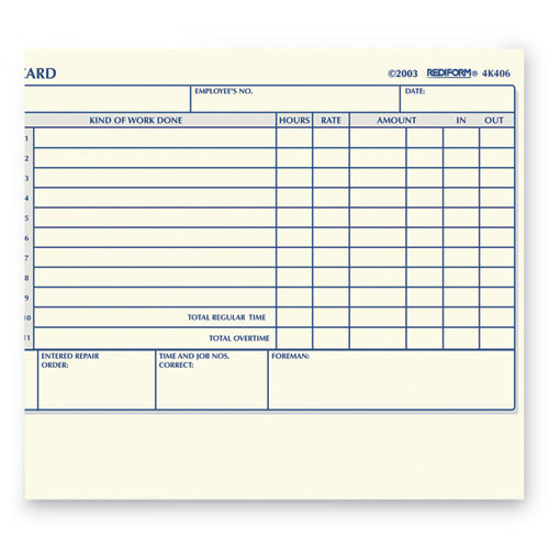 Image of Rediform® 4K406 Daily Employee Time Cards, Two Sides, 4.25 X 7, 100/pad