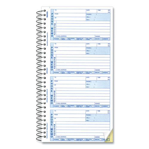Image of Rediform® 50076 Telephone Message Book, Two-Part Carbonless, 5 x 2.75, 4 Forms/Sheet, 400 Forms Total