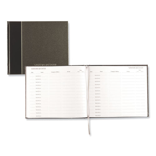 Image of National® 57802 Hardcover Visitor Register Book, Black Cover, 9.78 X 8.5 Sheets, 128 Sheets/book