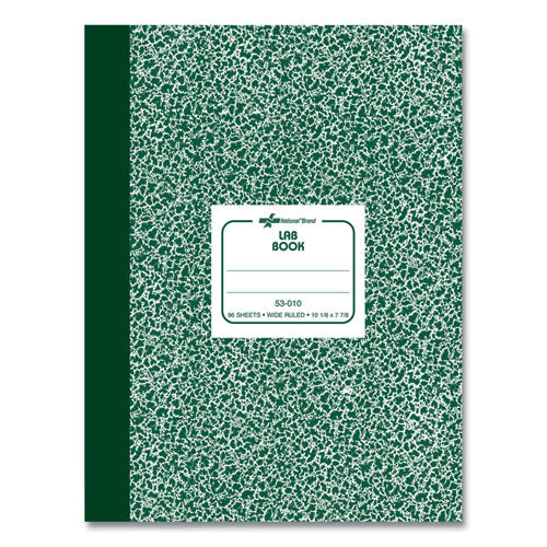 Image of National® 53010 Lab Notebook, Wide/Legal Rule, Green Marble Cover, (96) 10.13 x 7.88 Sheets