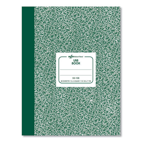 Image of National® RED53108 Composition Lab Notebook, Quadrille Rule, Green Cover, (60) 10.13 x 7.88 Sheets