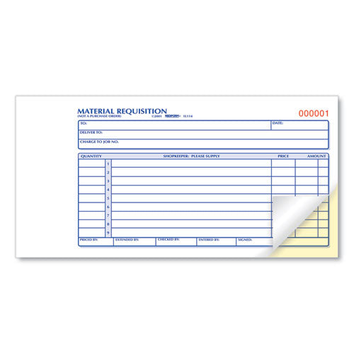 Image of Rediform® 1L114 Material Requisition Book, Two-Part Carbonless, 7.88 x 4.25, 50 Forms Total