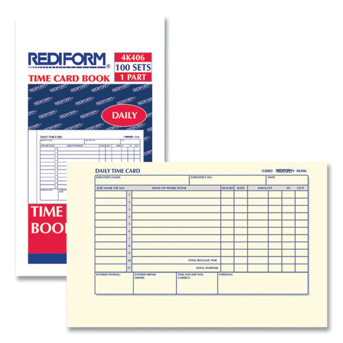 Image of Rediform® 4K406 Daily Employee Time Cards, Two Sides, 4.25 X 7, 100/pad