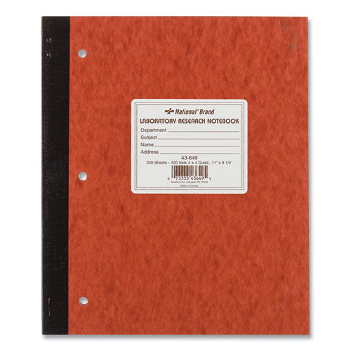 Image of National® 43649 Duplicate Laboratory Notebooks, Two-Part Carbonless, Quadrille Rule (4 sq/in), Brown Cover, (200) 11 x 9.25 Sheets