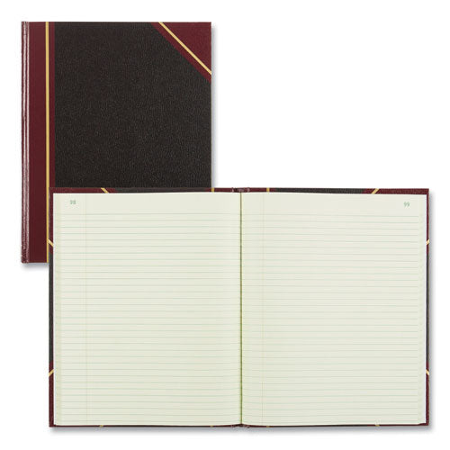 Image of National® 56211 Texthide Eye-Ease Record Book, Black/burgundy/gold Cover, 10.38 X 8.38 Sheets, 150 Sheets/book