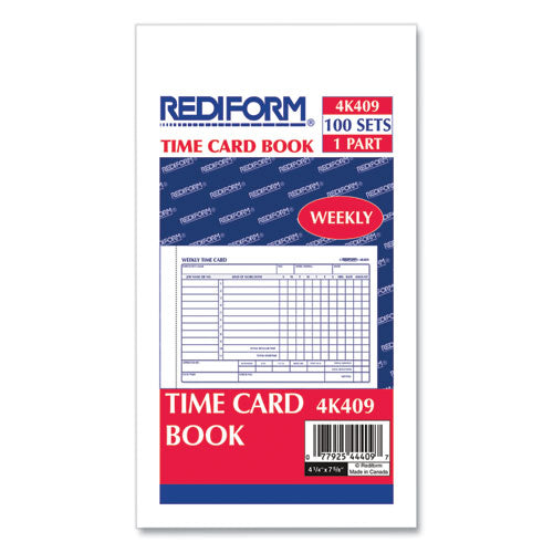 Image of Rediform® 4K409 Weekly Employee Time Cards, Sunday-Saturday, One Side, 4.25 x 7, 100/Pad