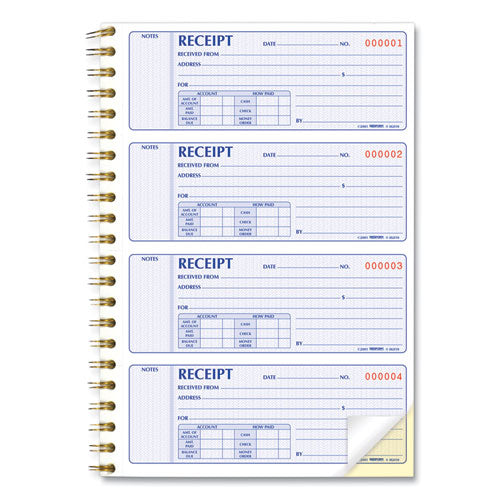 Image of Rediform® 8L810 Gold Standard Money Receipt Book, Two-Part Carbonless, 7 x 2.75, 4 Forms/Sheet, 300 Forms Total