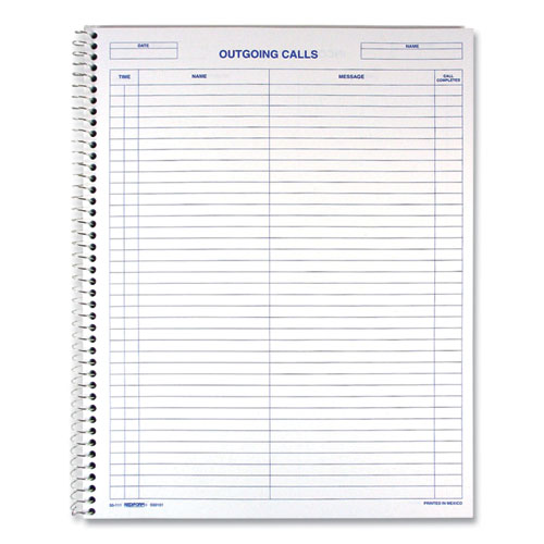 Image of Rediform® 50111 Wirebound Call Register, One-Part (No Copies), 11 x 8.5, 100 Forms Total