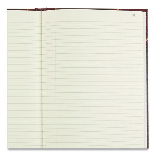 Image of National® 57131 Texthide Eye-Ease Record Book, Black/burgundy/gold Cover, 14.25 X 8.75 Sheets, 300 Sheets/book