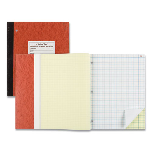 Image of National® 43649 Duplicate Laboratory Notebooks, Two-Part Carbonless, Quadrille Rule (4 sq/in), Brown Cover, (200) 11 x 9.25 Sheets