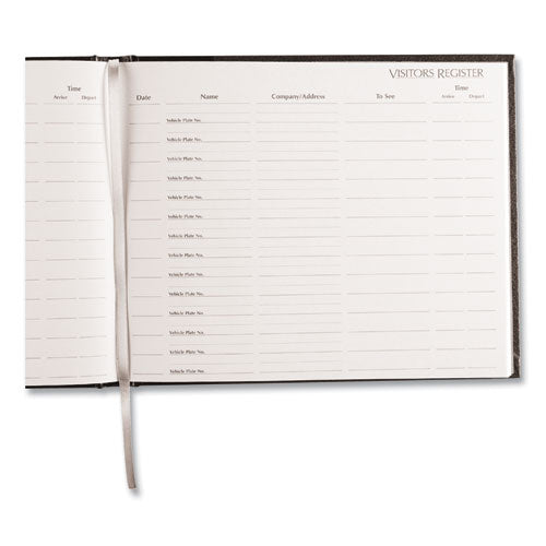 Image of National® 57802 Hardcover Visitor Register Book, Black Cover, 9.78 X 8.5 Sheets, 128 Sheets/book