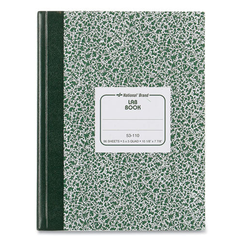 Image of National® 53110 Lab Notebook, Quadrille Rule (5 sq/in), Green Marble Cover, (96) 10.13 x 7.88 Sheets