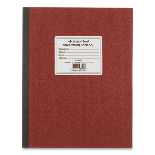Image of National® 43648 Computation Notebook, Quadrille Rule (4 sq/in), Brown Cover, (75) 11.75 x 9.25 Sheets