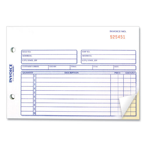 Image of Rediform® 7L721 Invoice Book, Two-Part Carbonless, 5.5 x 7.88, 50 Forms Total