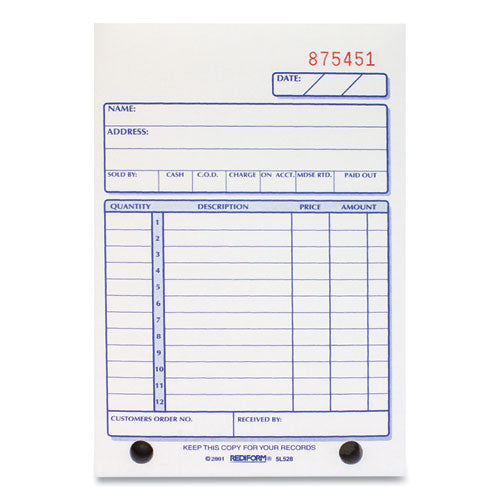 Image of Rediform® 5L528 Sales Book, 12 Lines, Three-Part Carbonless, 4.25 x 6.38, 50 Forms Total